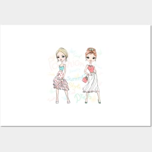 Two fashion girls Posters and Art